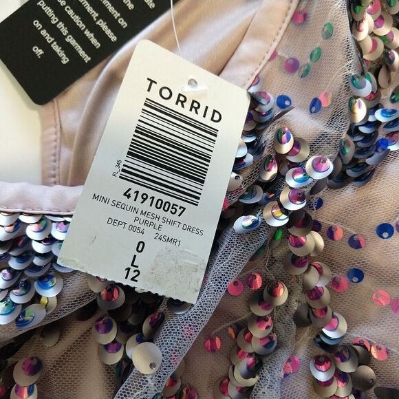 Torrid Mini Sequin Mesh Shift Dress Size 12 0 NWT Purple Party Shimmer New - Picture 9 of 11